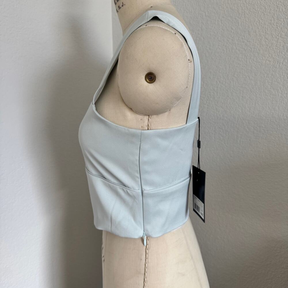 The Kooples | NWT Baby Blue Button Detail Crop Top size 1/S - Picture 4 of 11